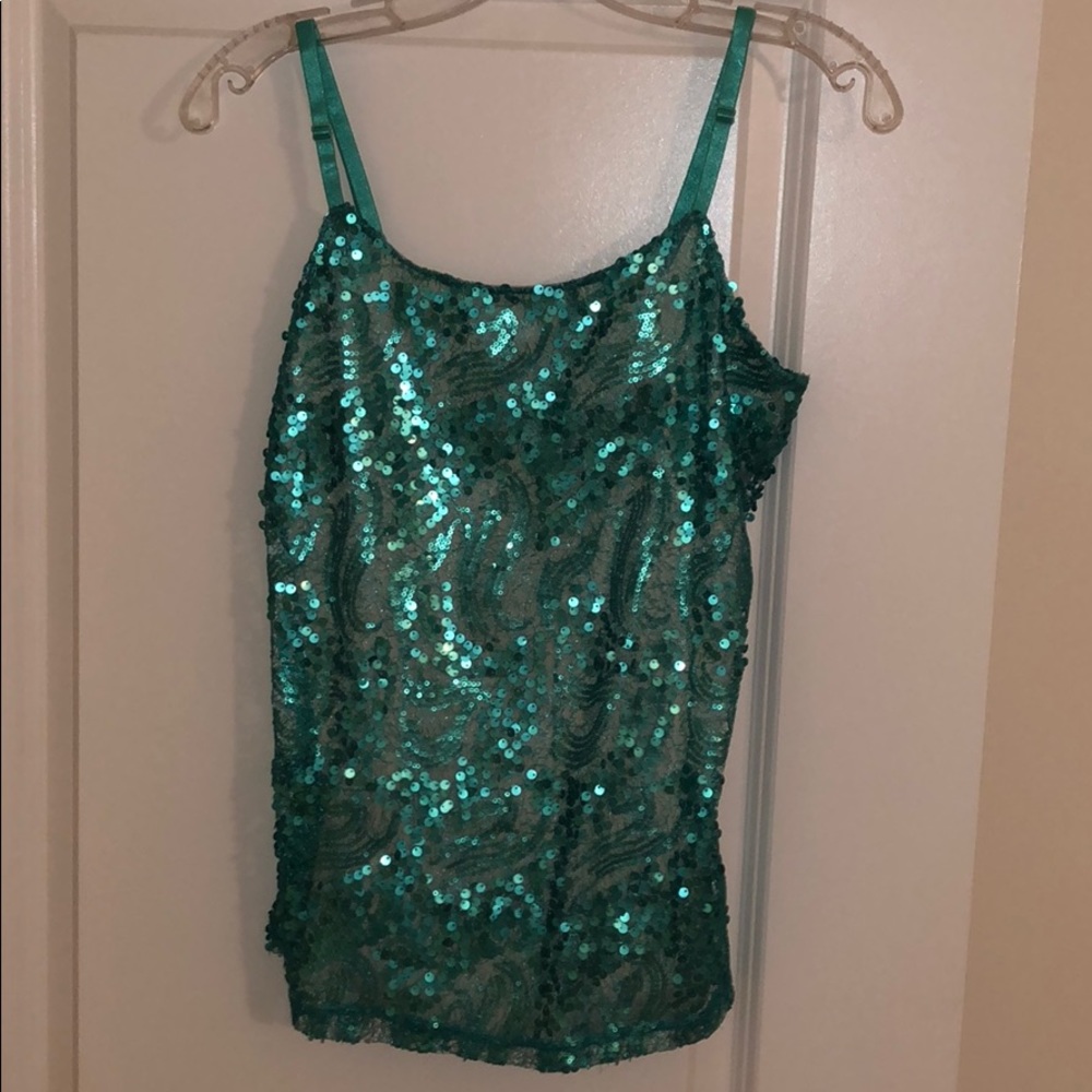 Studio Y- Sequence Turquoise tank top-small